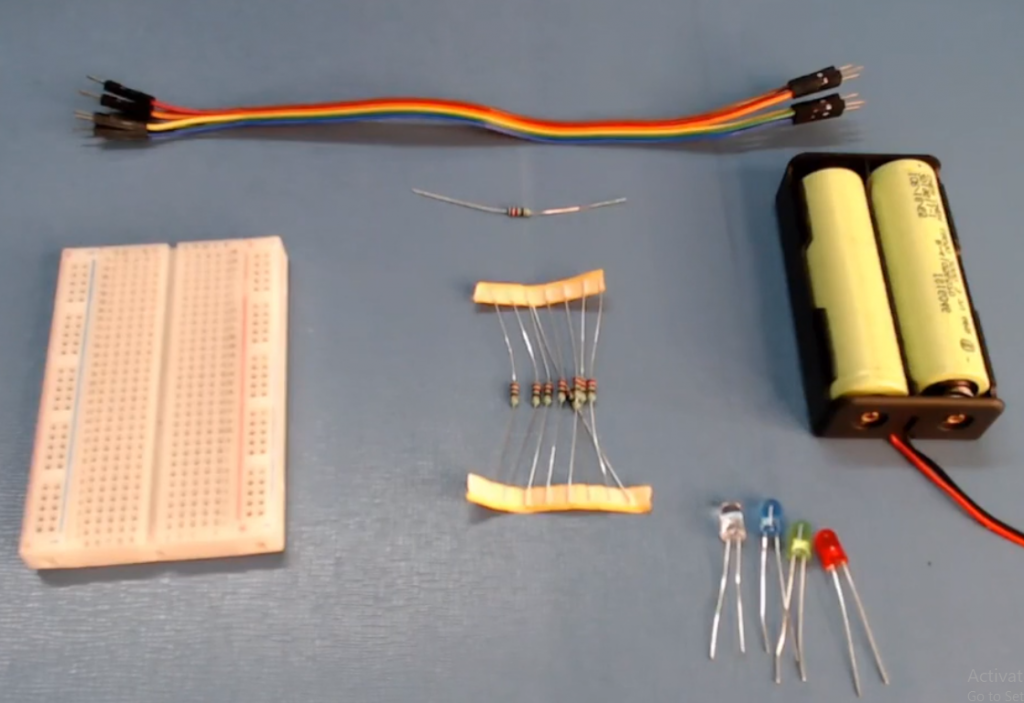 led-circuit-on-breadboard-components