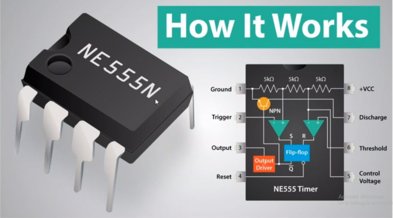 working-and-pin-configuration-of-a-555-timer-IC